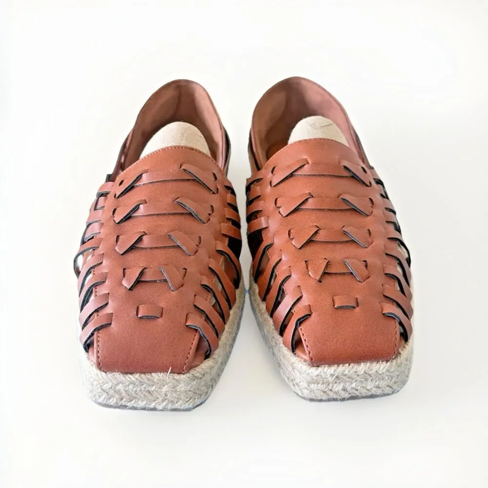 Sam & Libby Women's Size 8 Saddle Brown Asha Espadrille Huarache Shoes
